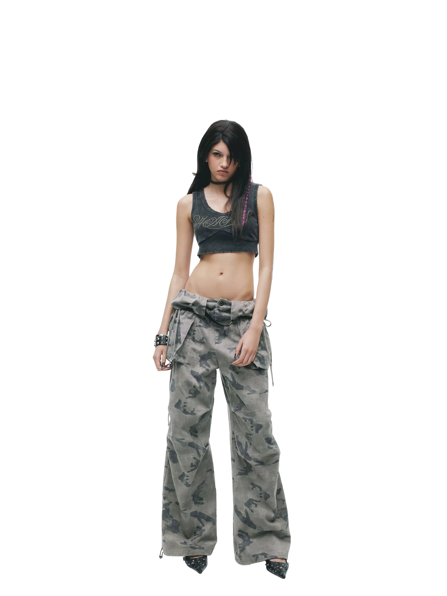Washed Rhinestone Distressed Tank Top