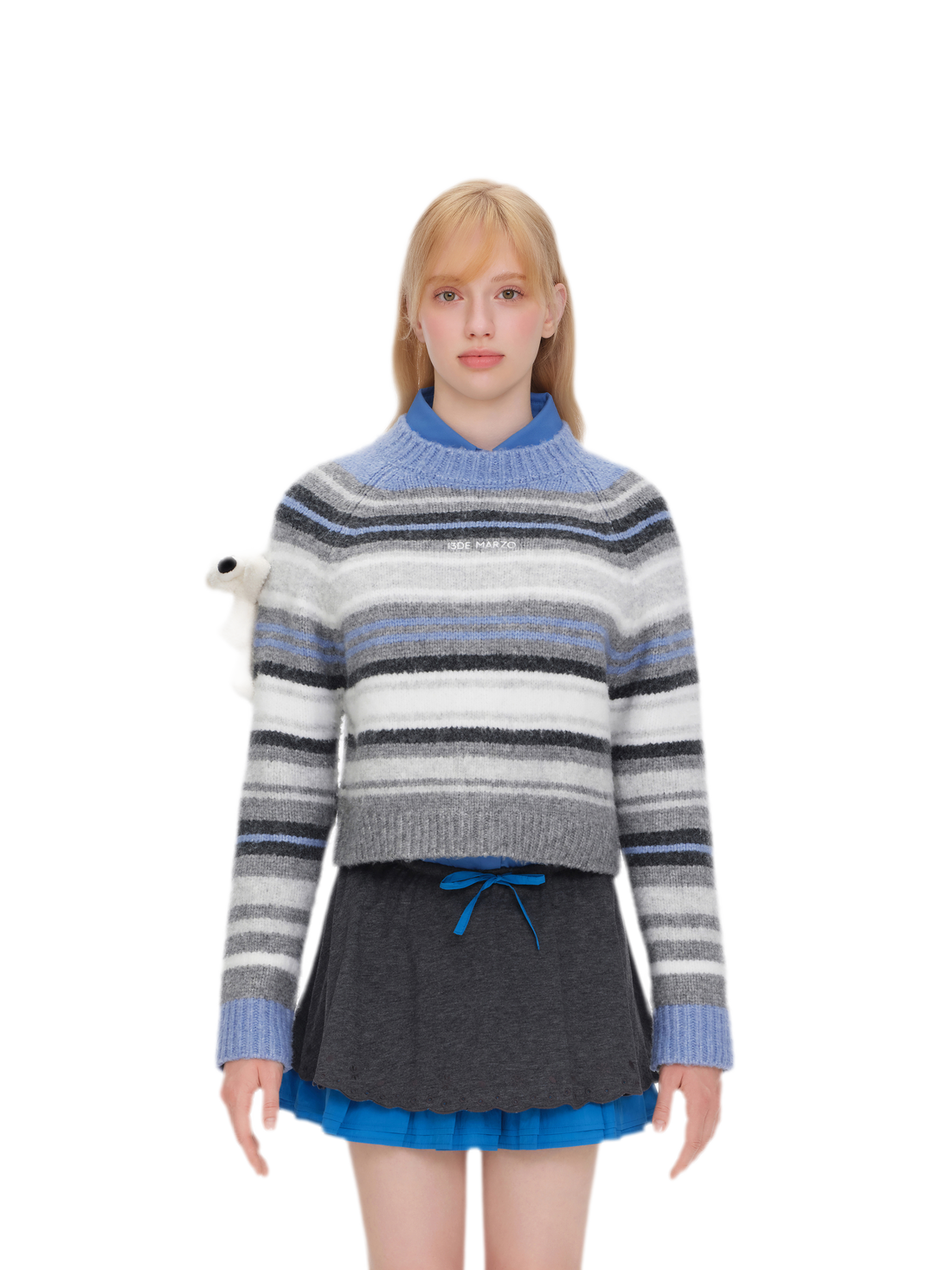 Color-Block Striped Fuzzy Sweater