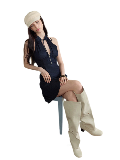 Sleeveless Halter Dress
