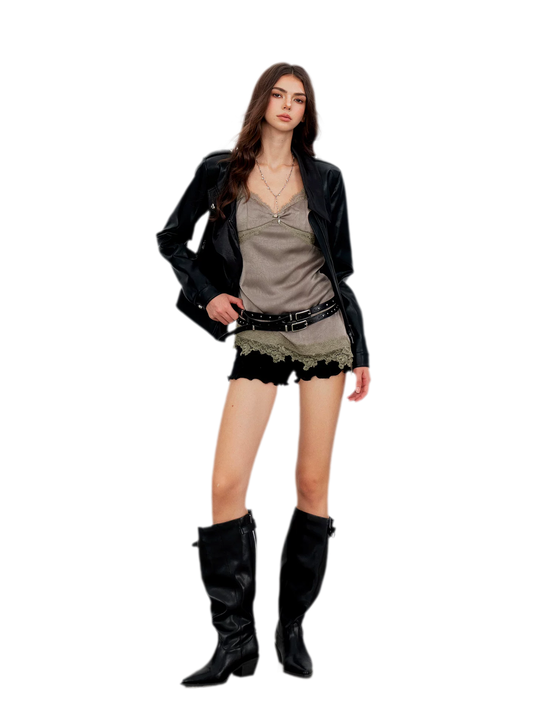 Embossed Fitted PU Jacket