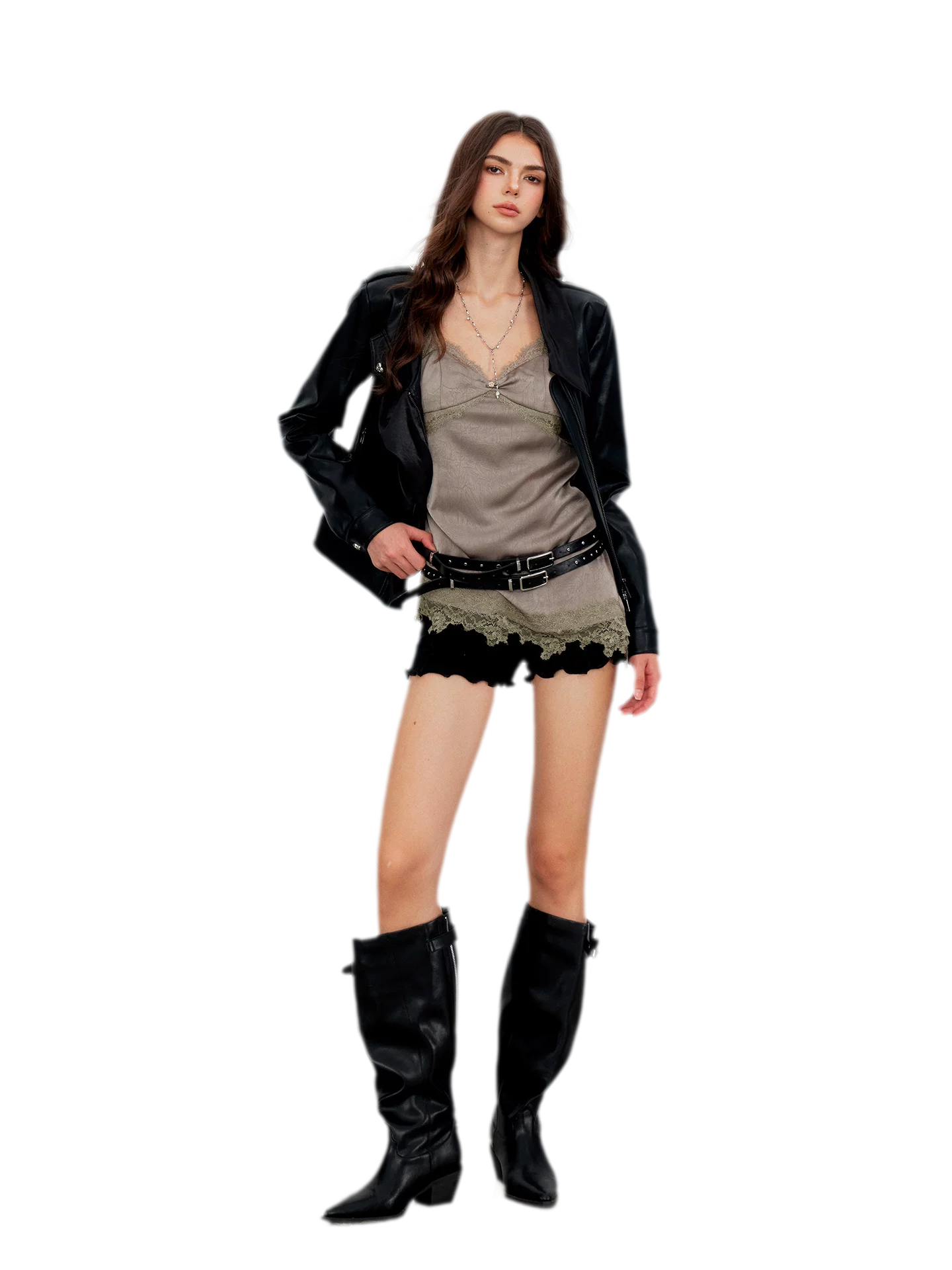 Embossed Fitted PU Jacket