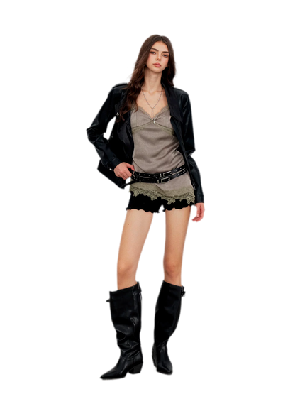 Embossed Fitted PU Jacket