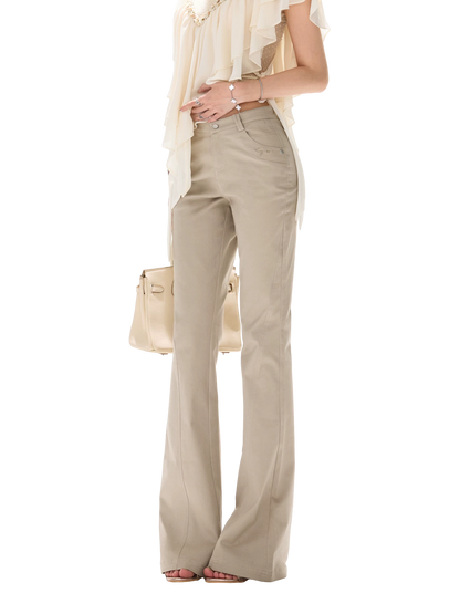 Slim Fit Flared Cotton Blend Pants