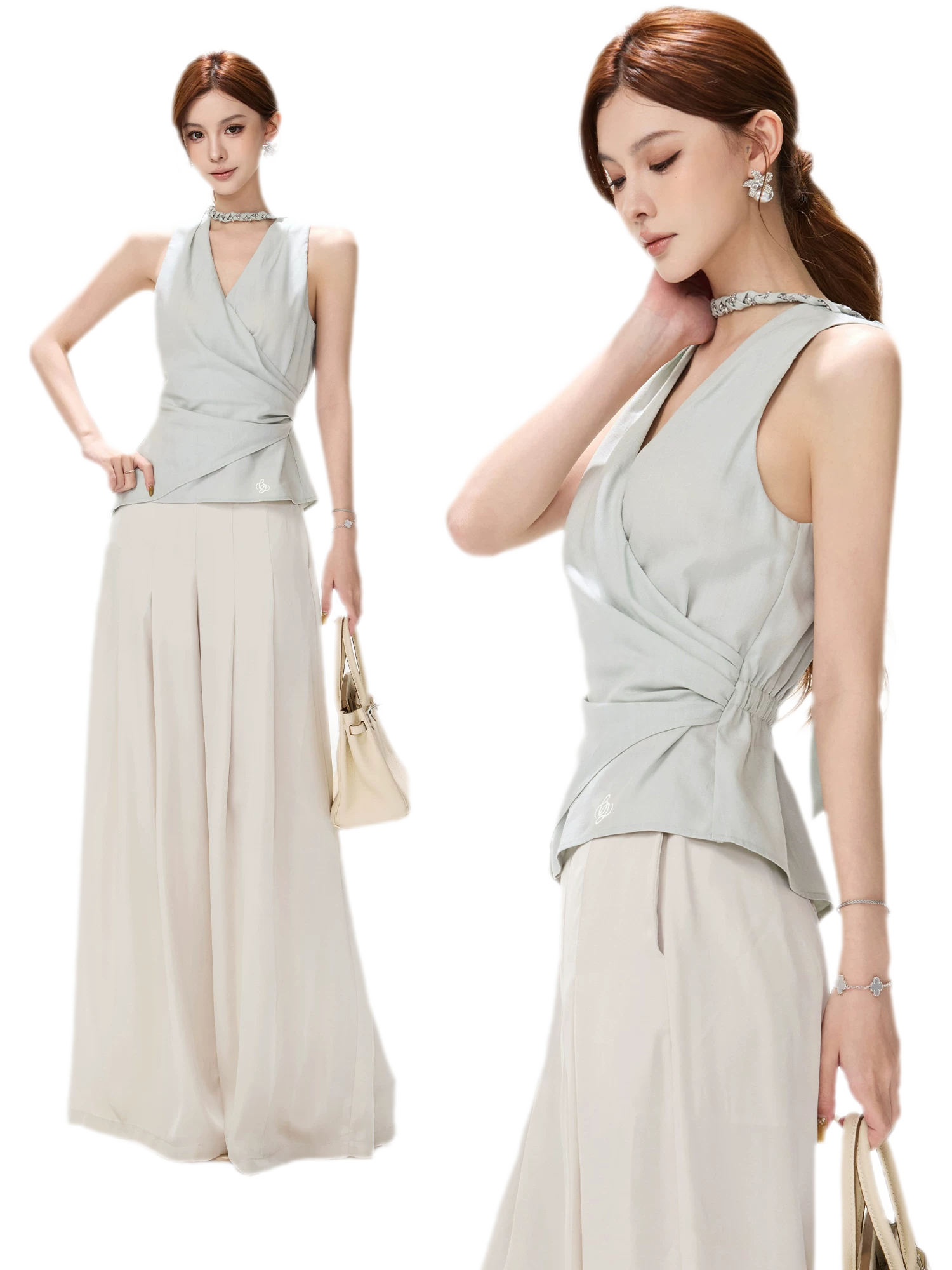 Hand-Braided Halter Waist Top