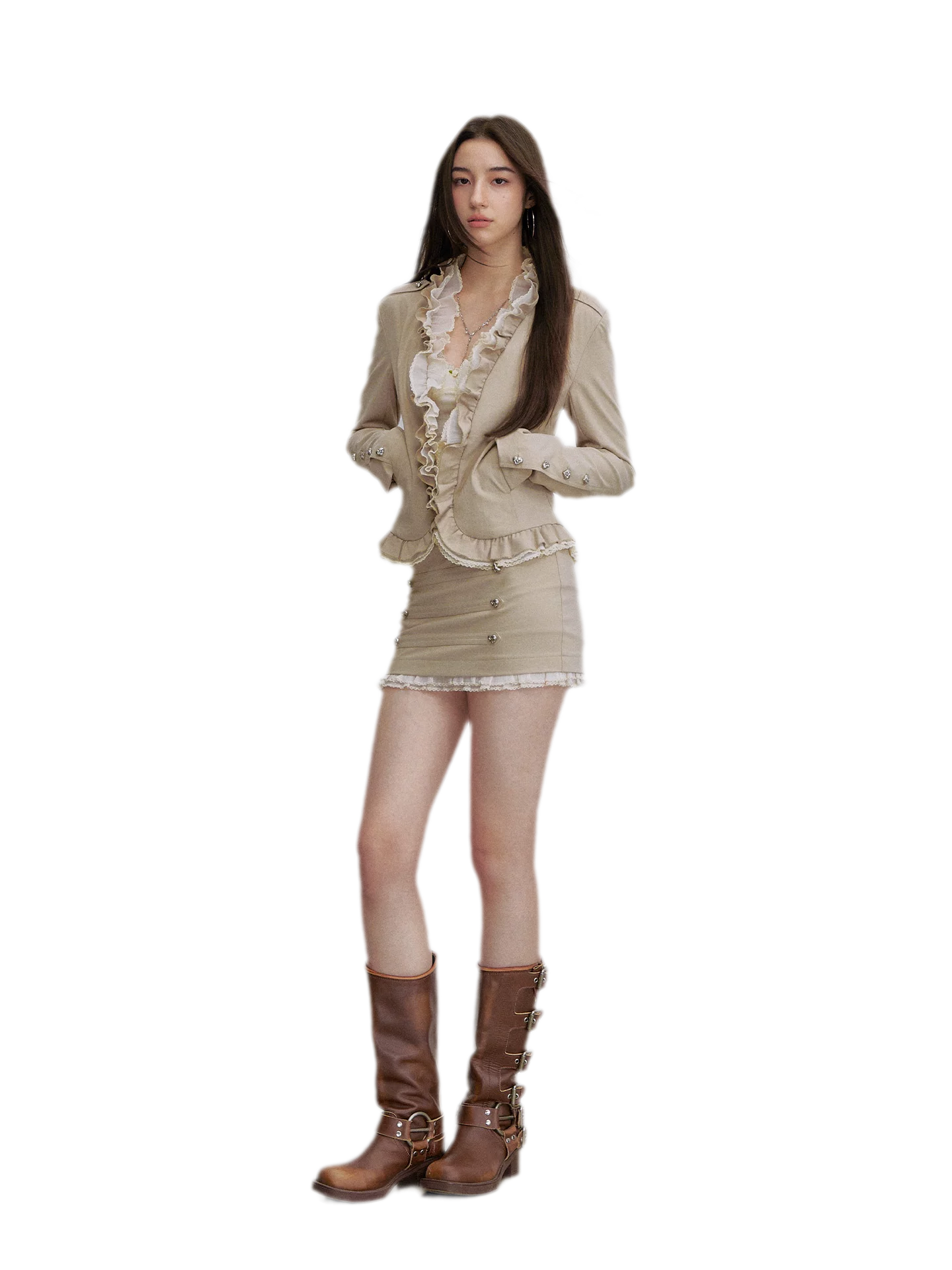 Ruffle Mesh Waist Jacket