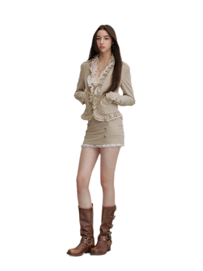 Ruffle Mesh Waist Jacket
