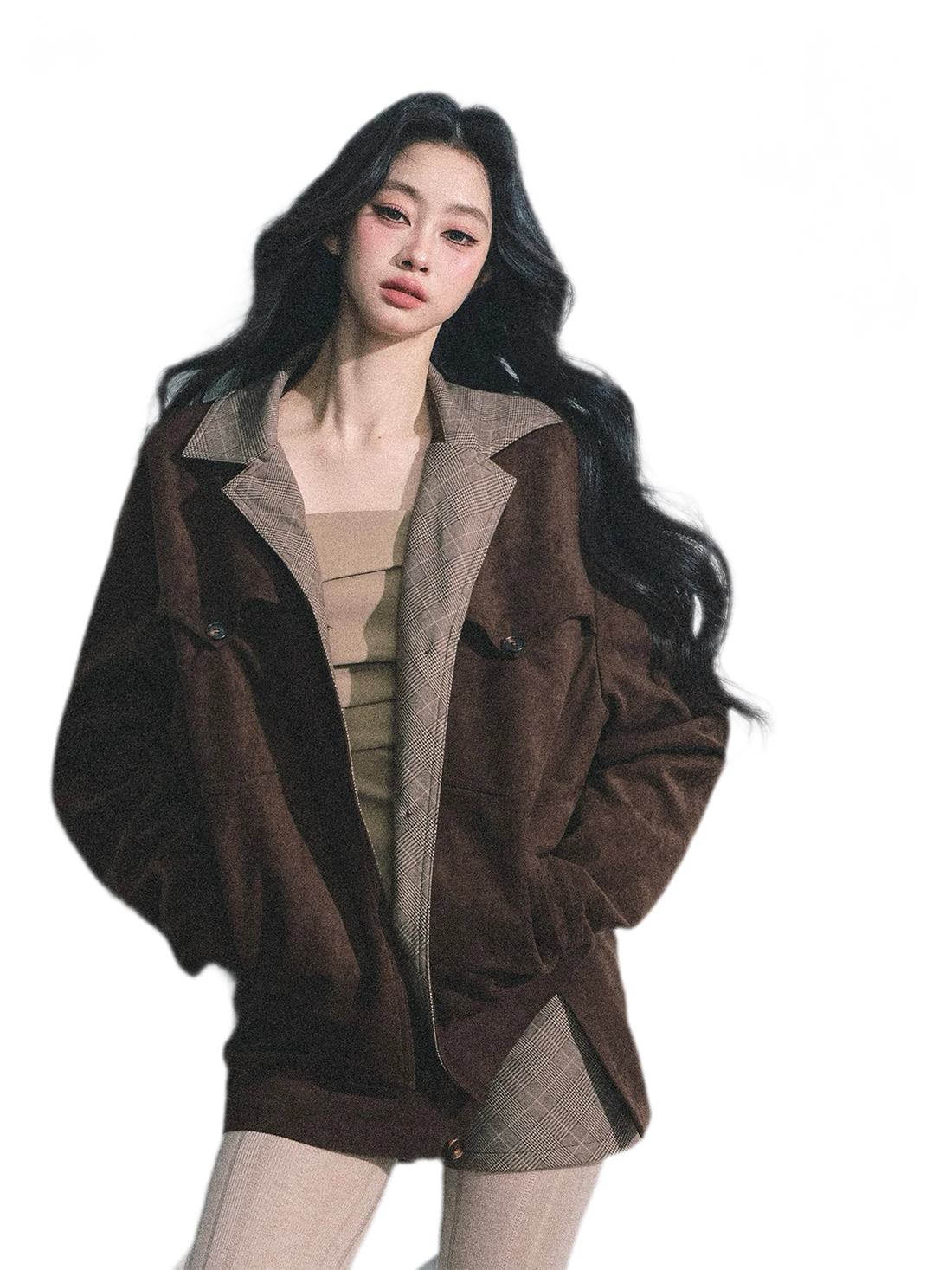 Plaid Faux Fur Two-Piece Set