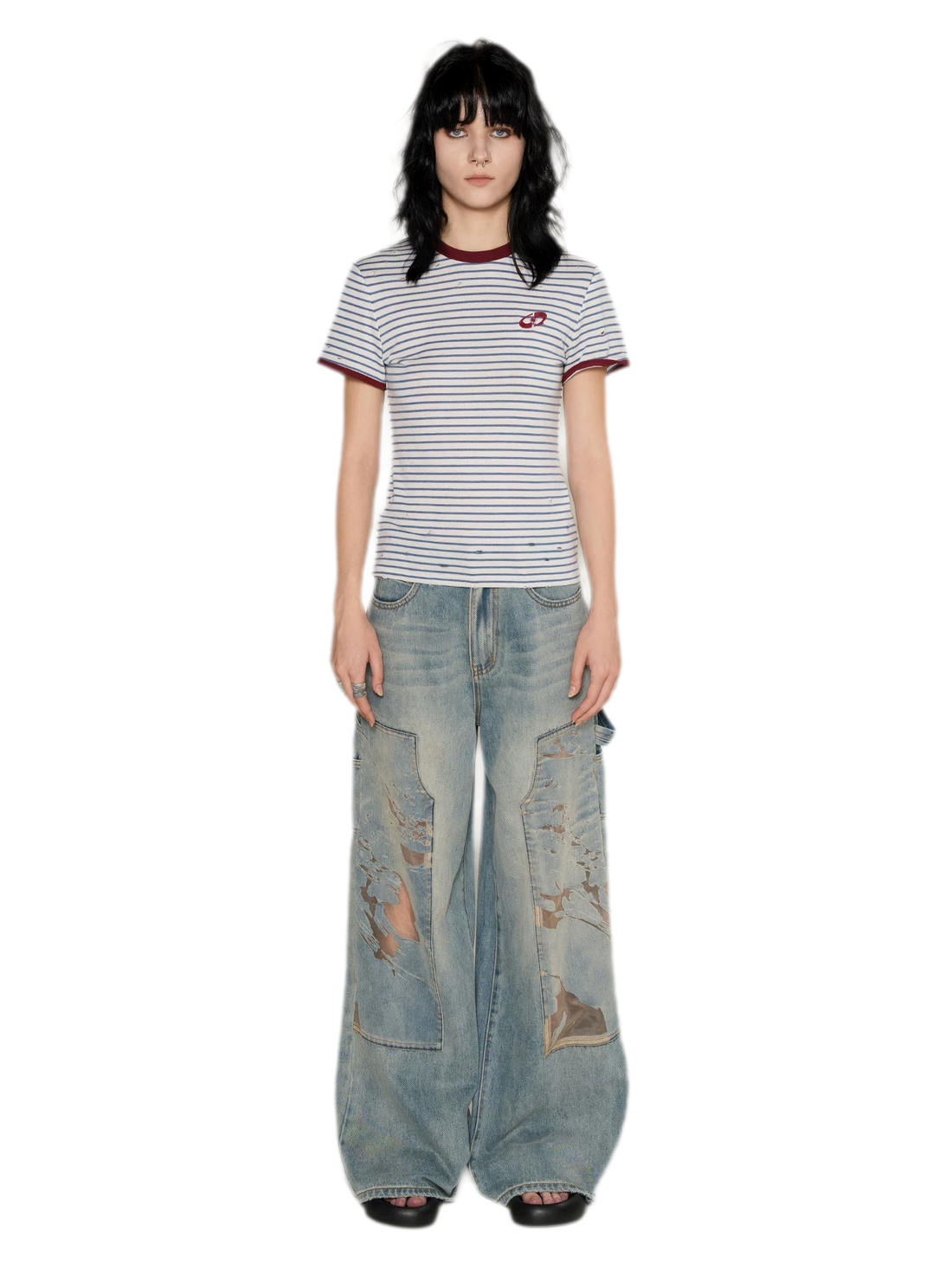 Lyocell Contrast Ribbed T-Shirt