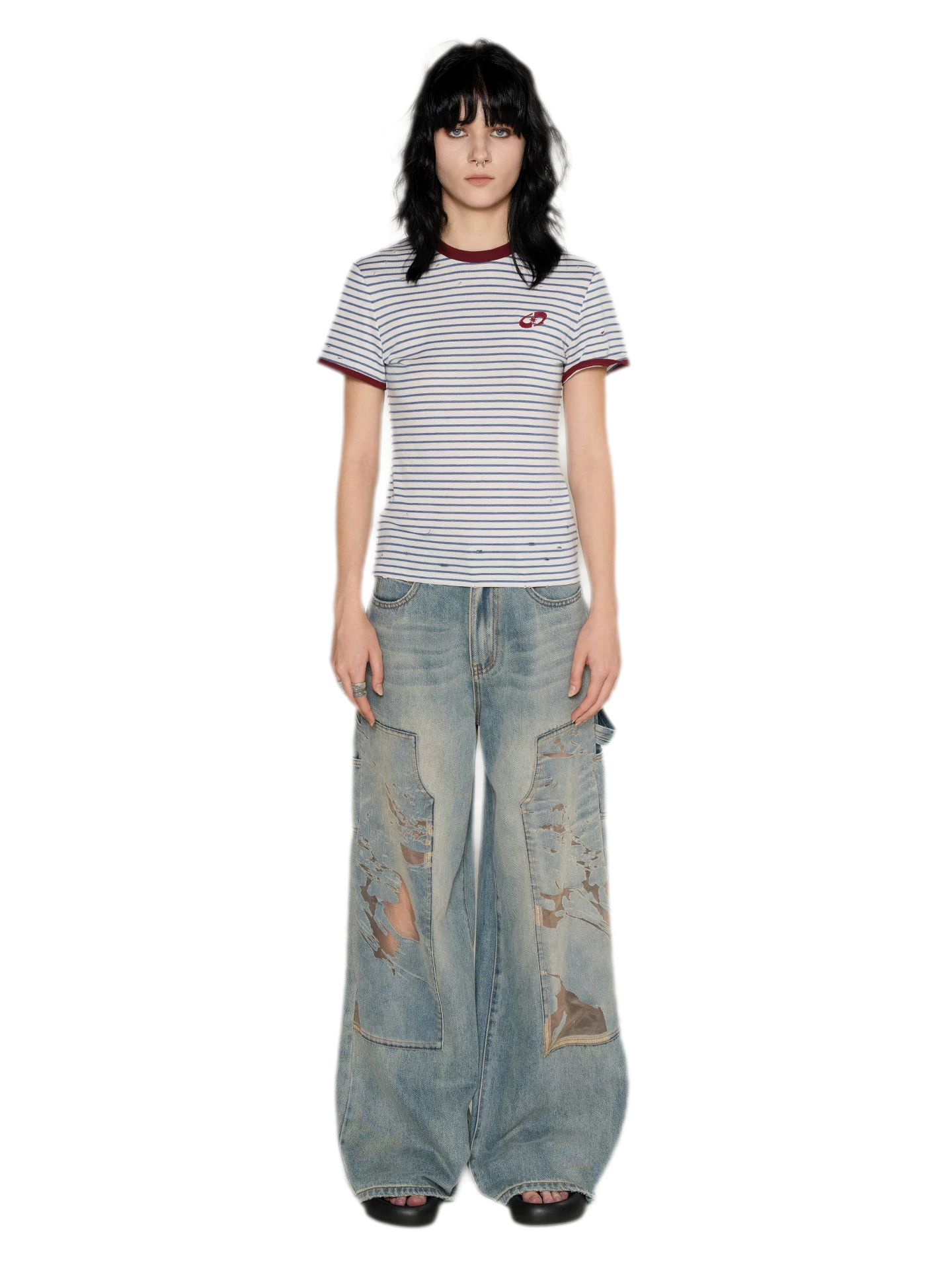 Lyocell Contrast Ribbed T-Shirt