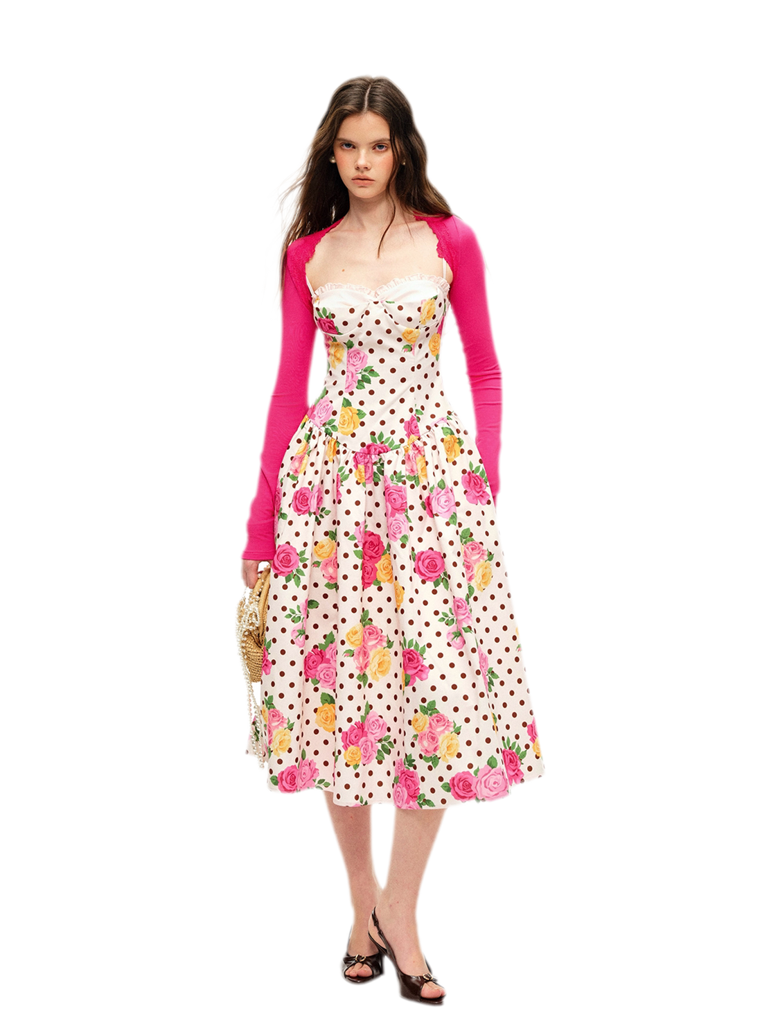 Lyocell Polka Dot Midi Dress