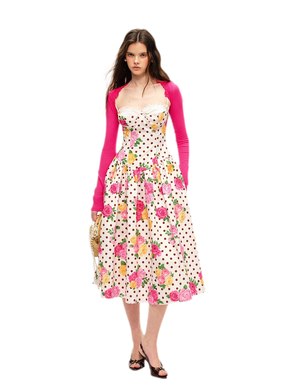 Lyocell Polka Dot Midi Dress