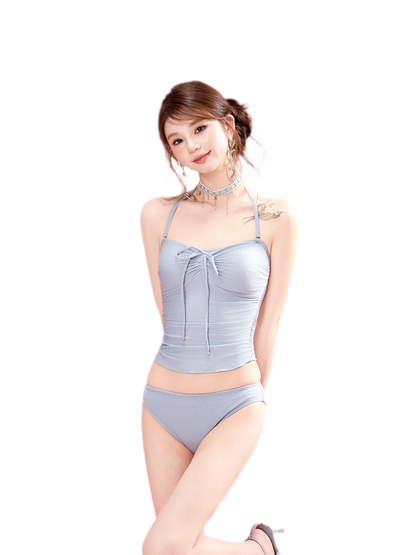 Ruching Halter Swim Set