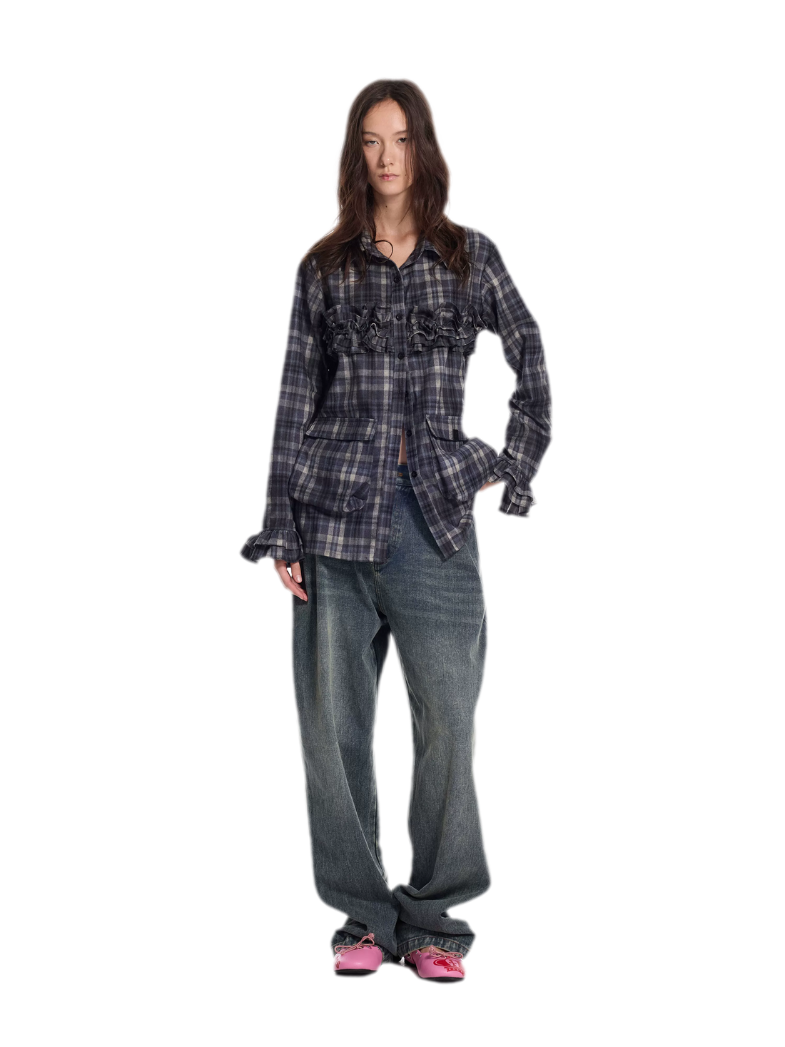 Washed High-Waist Relaxed Jeans