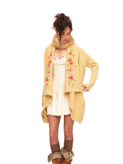 Bộ cardigan dệt kim thêu