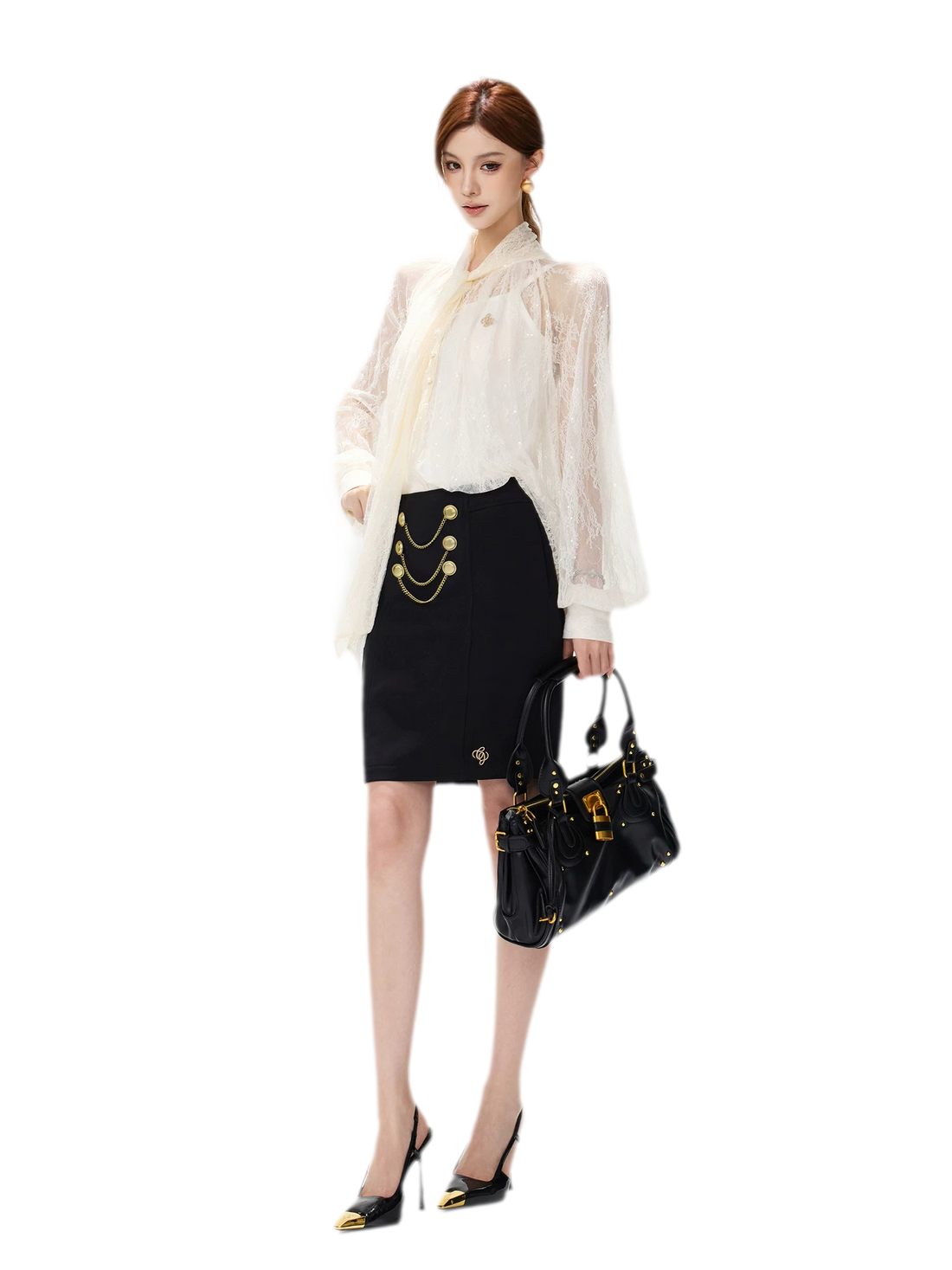 Gold Chain Tailored Skirt