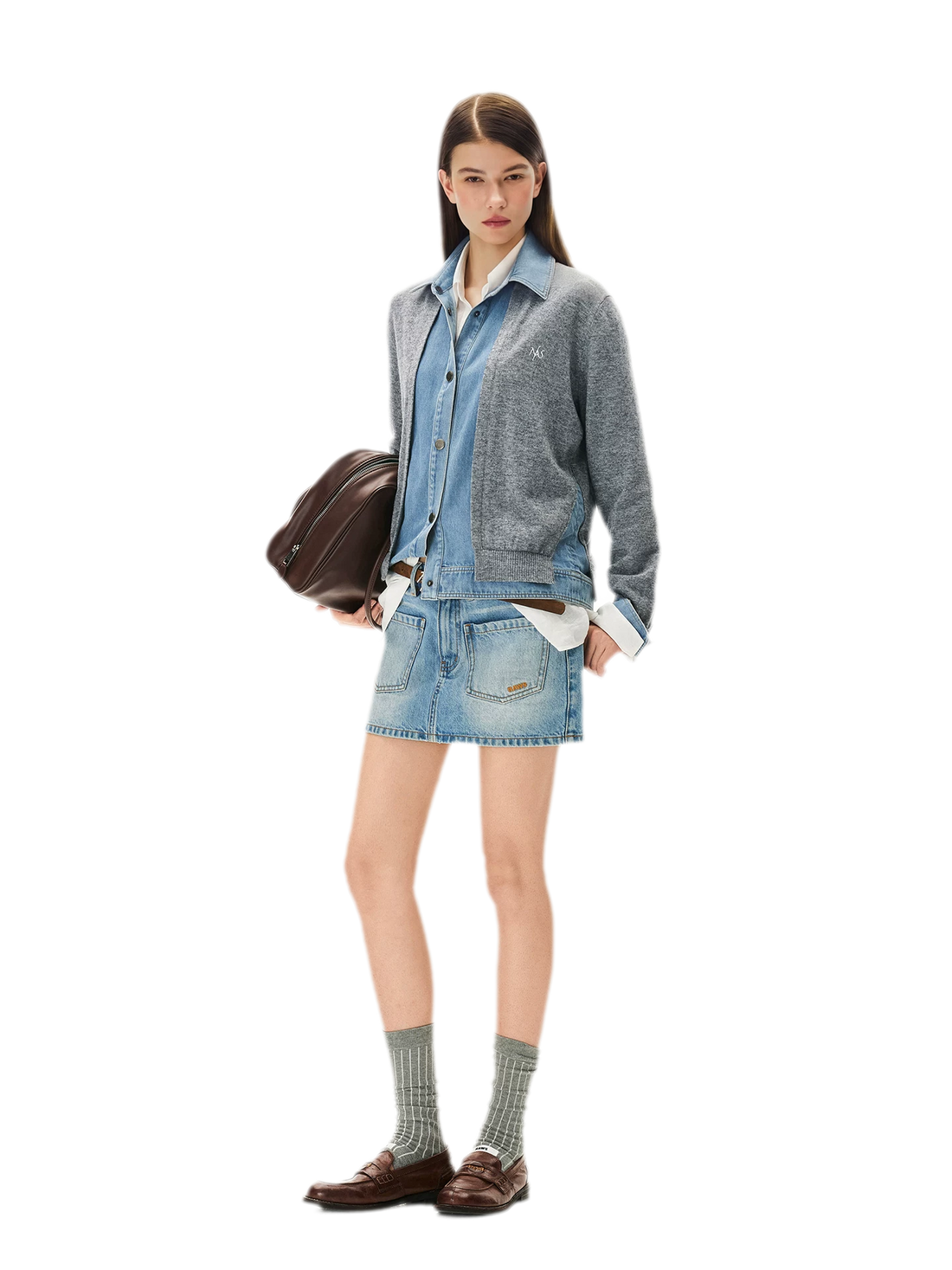 Wool Contrast Lapel Knit Cardigan