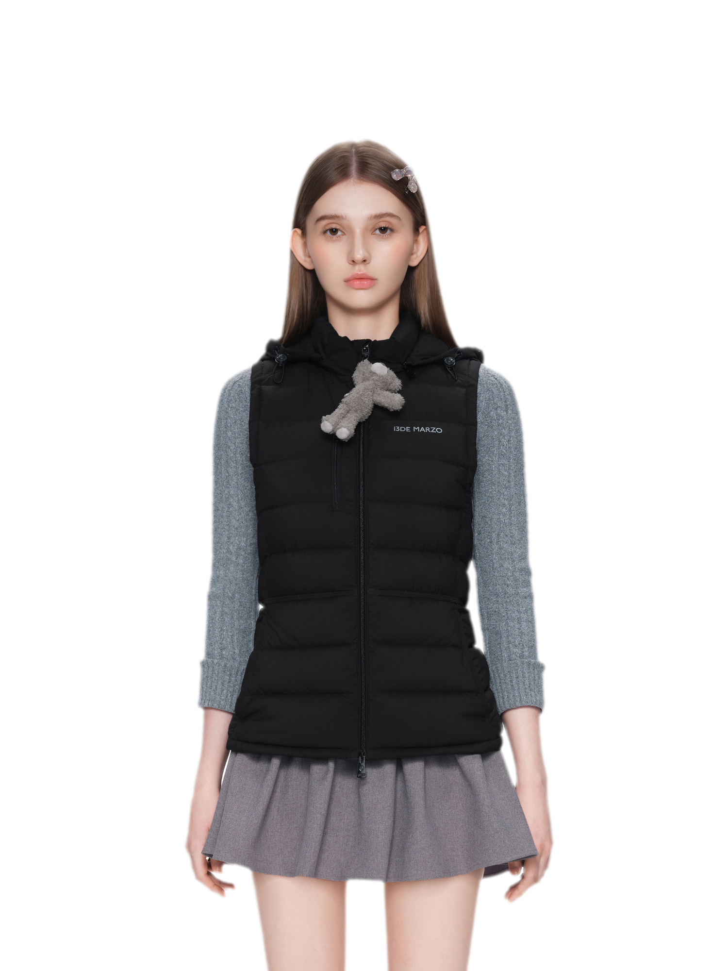 Cinched Hooded Quilted Down Vest