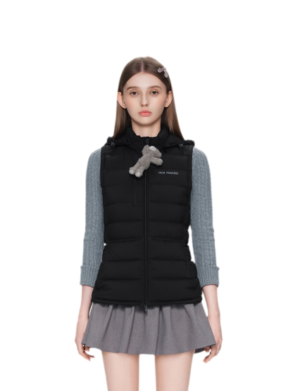 Cinched Hooded Quilted Down Vest