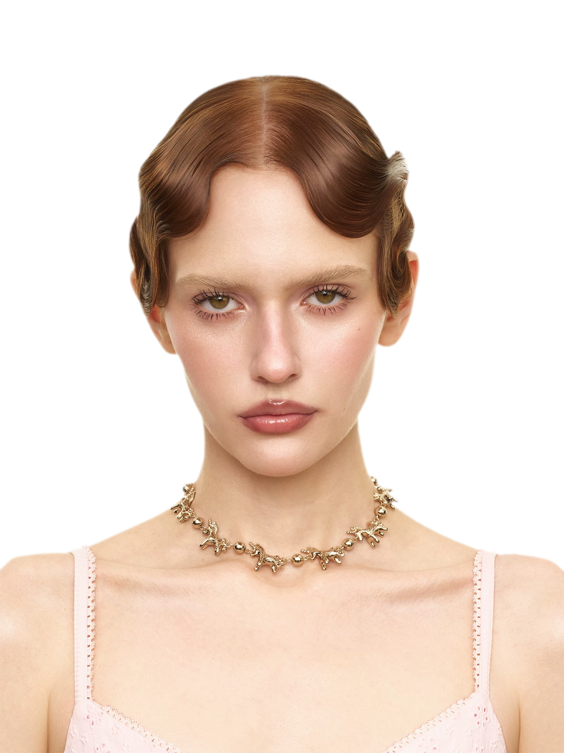 Embossed Pony Clavicle Necklace
