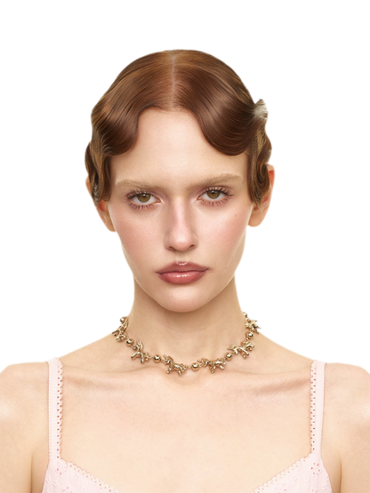 Embossed Pony Clavicle Necklace