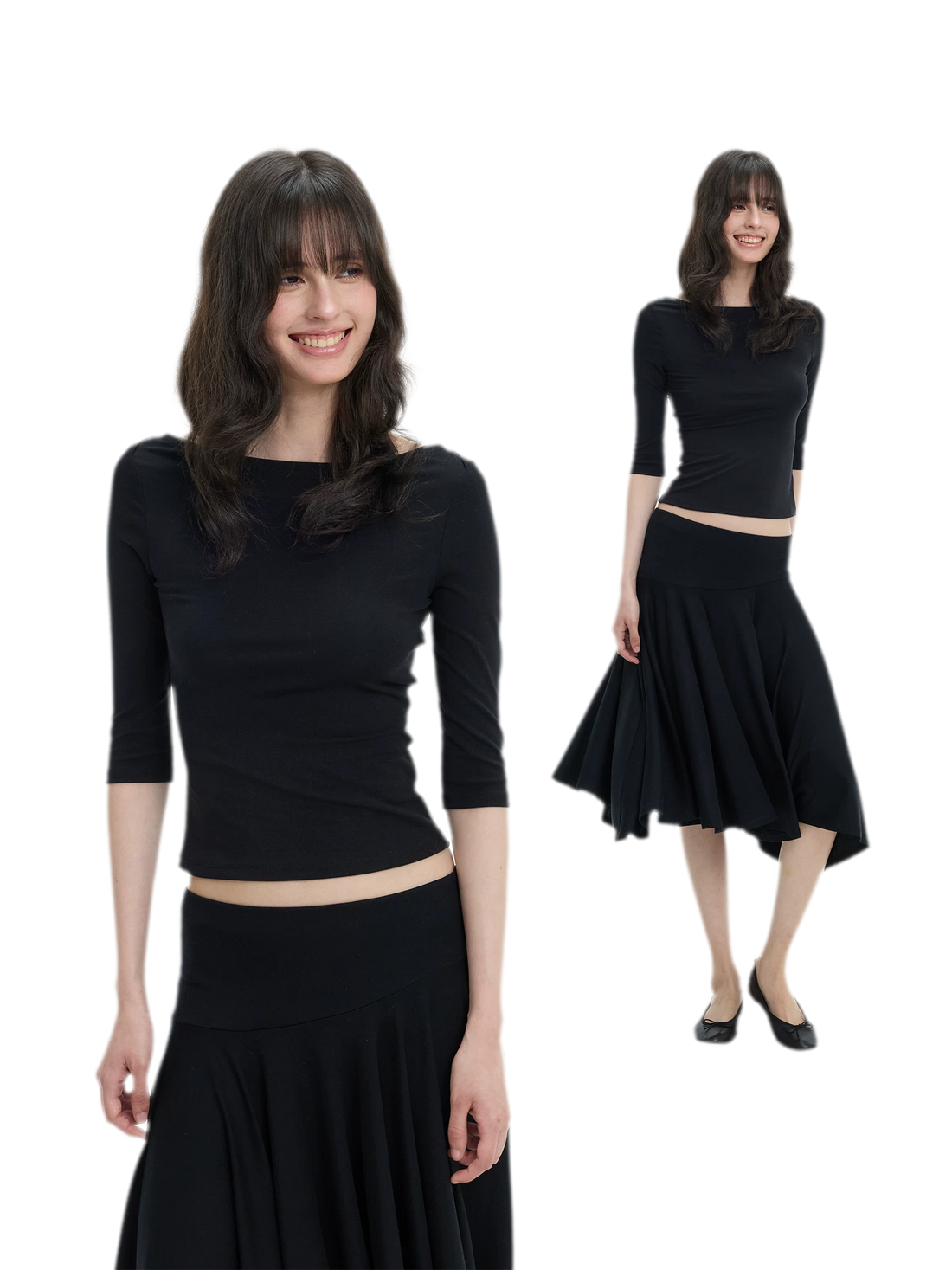 Lyocell Boat Neck Knit Top