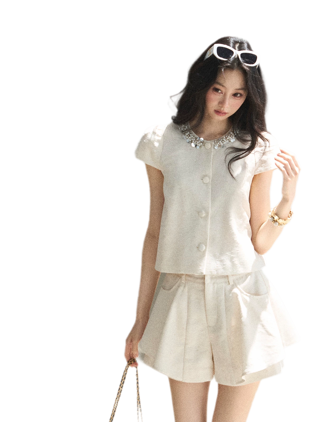 Beaded Collar Short Set