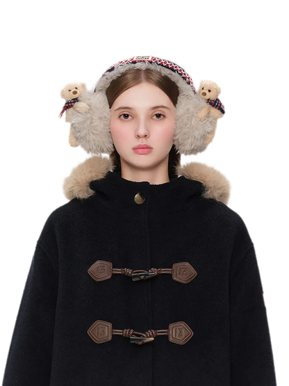 Paraorecchie in peluche a forma di orso con fiocco