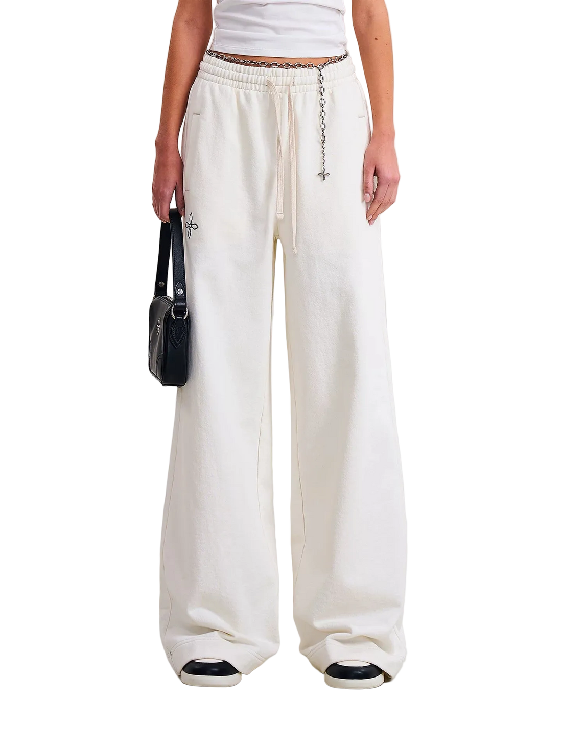 Cross Statue Wide-Leg Cotton Sweatpants