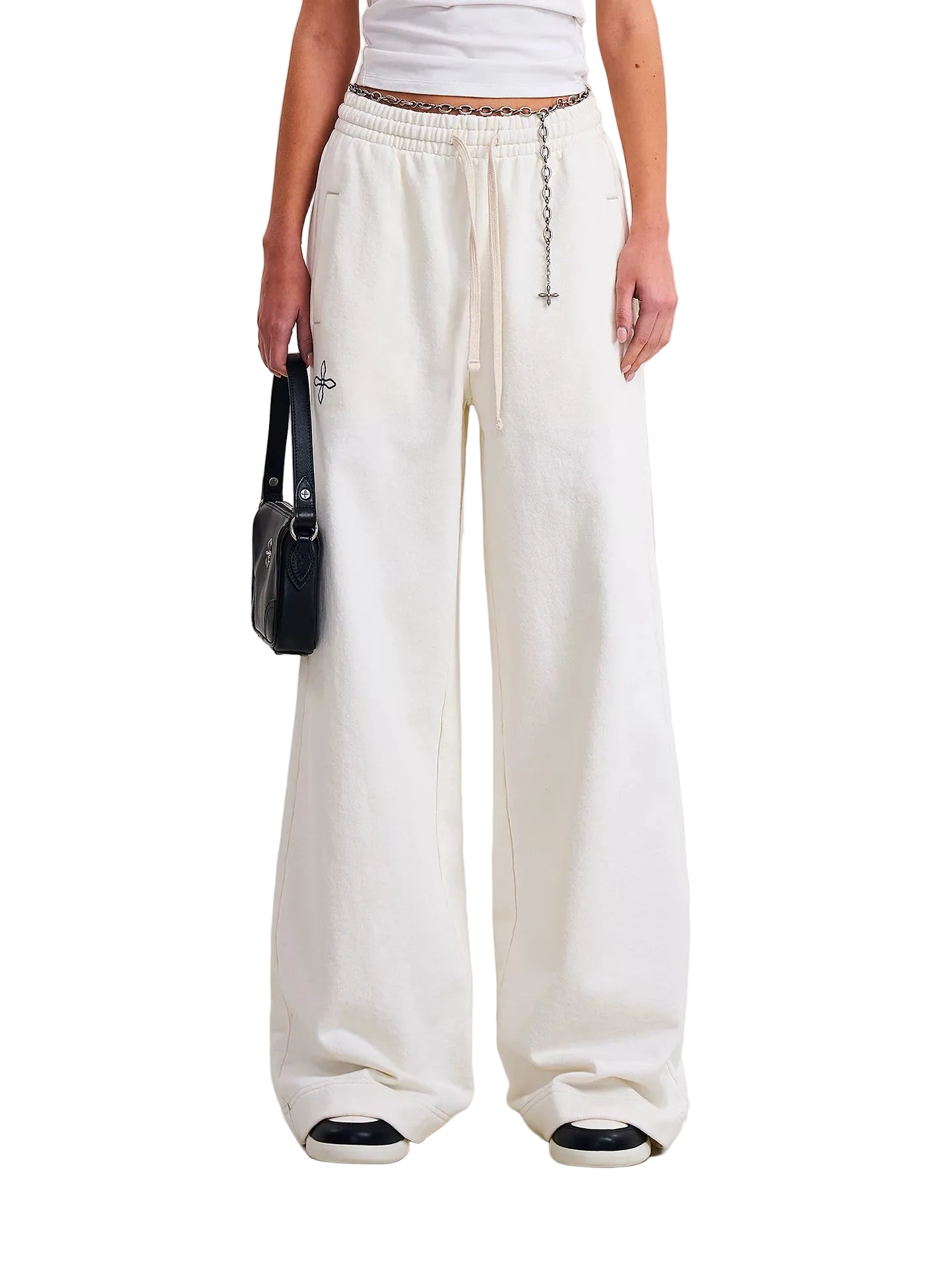 Cross Statue Wide-Leg Cotton Sweatpants