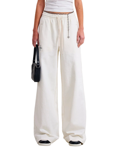 Cross Statue Wide-Leg Cotton Sweatpants
