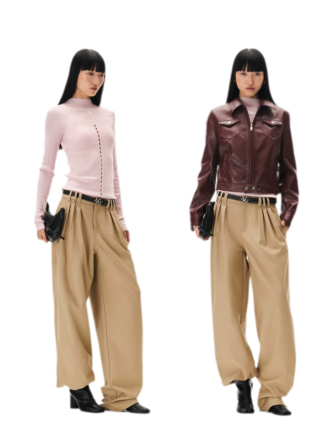 Matte Pleated Wide-Leg Trousers