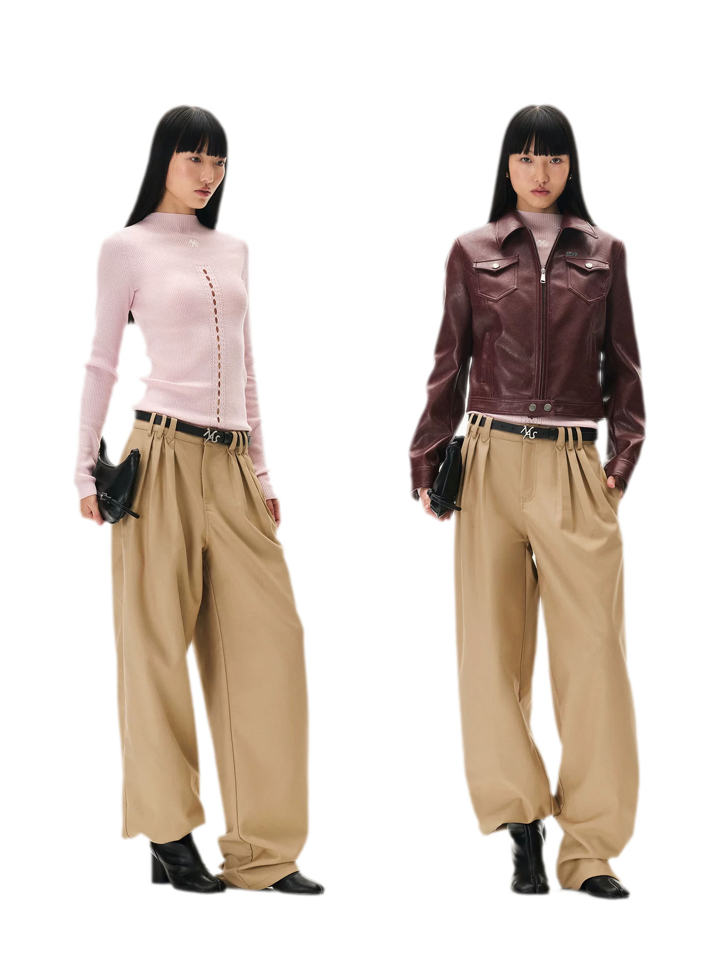 Matte Pleated Wide-Leg Trousers