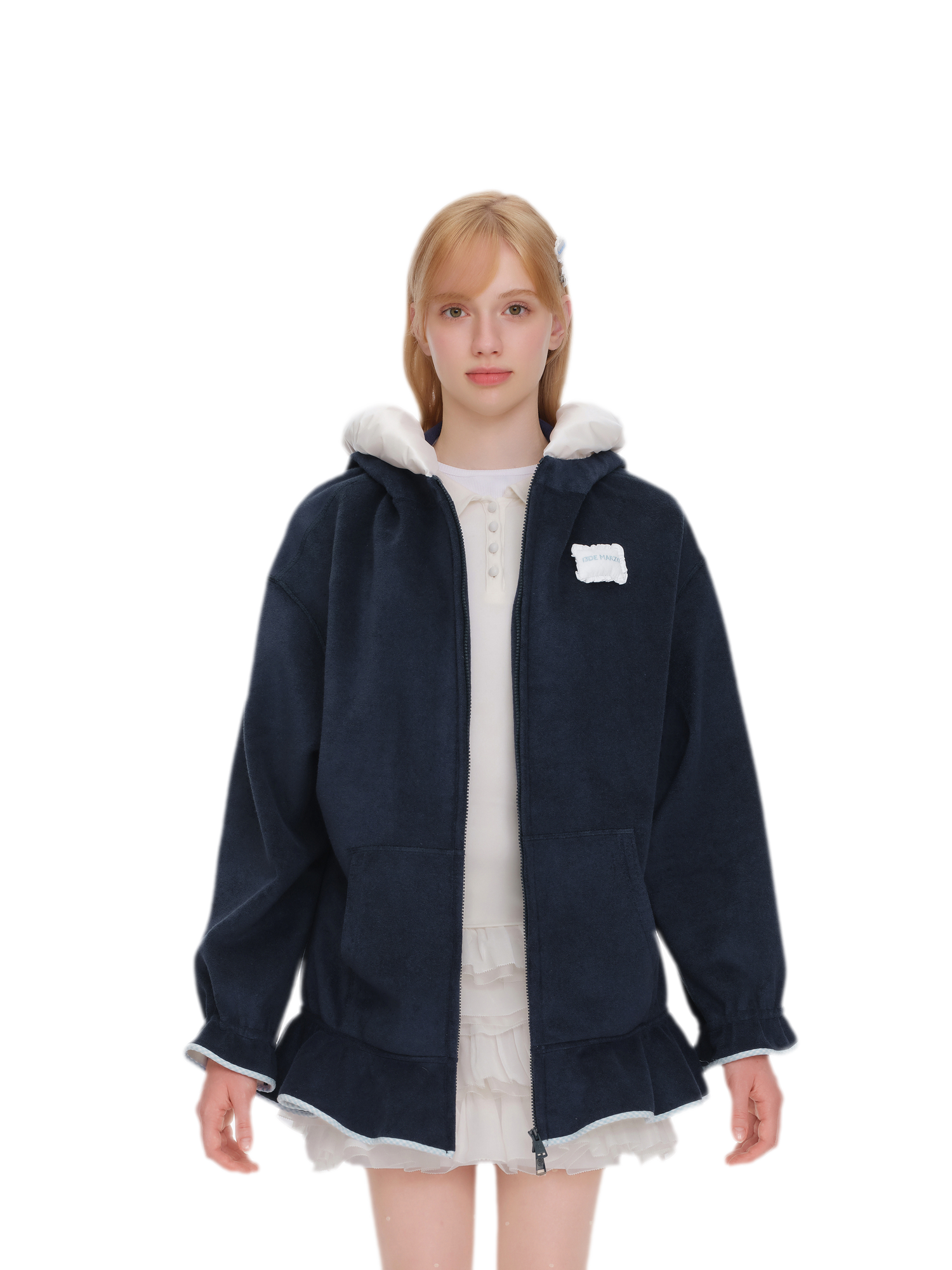 Plush Lace-Trimmed Bear Hoodie