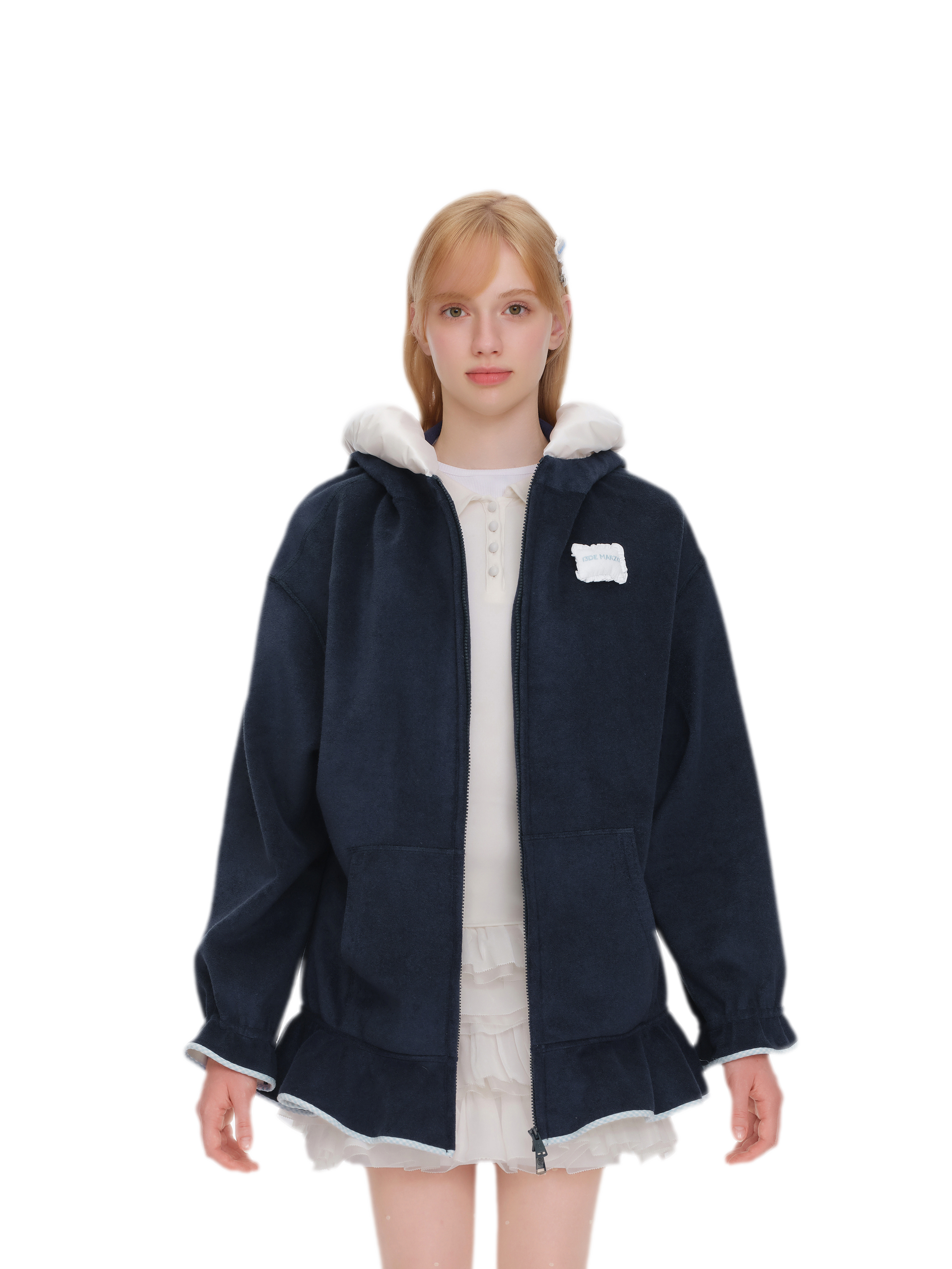 Plush Lace-Trimmed Bear Hoodie