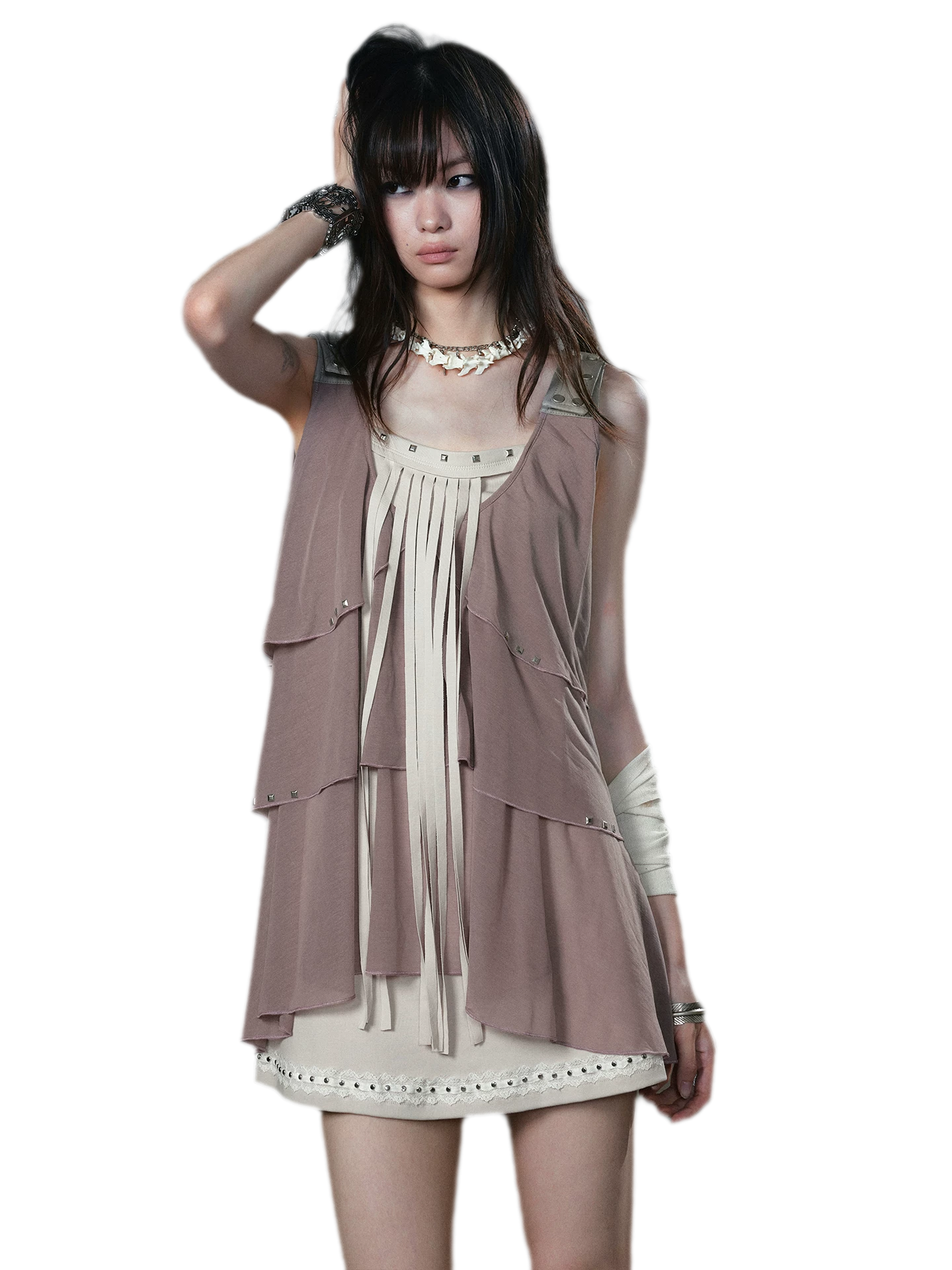 Ruffle Rivet Tiered Cami Dress