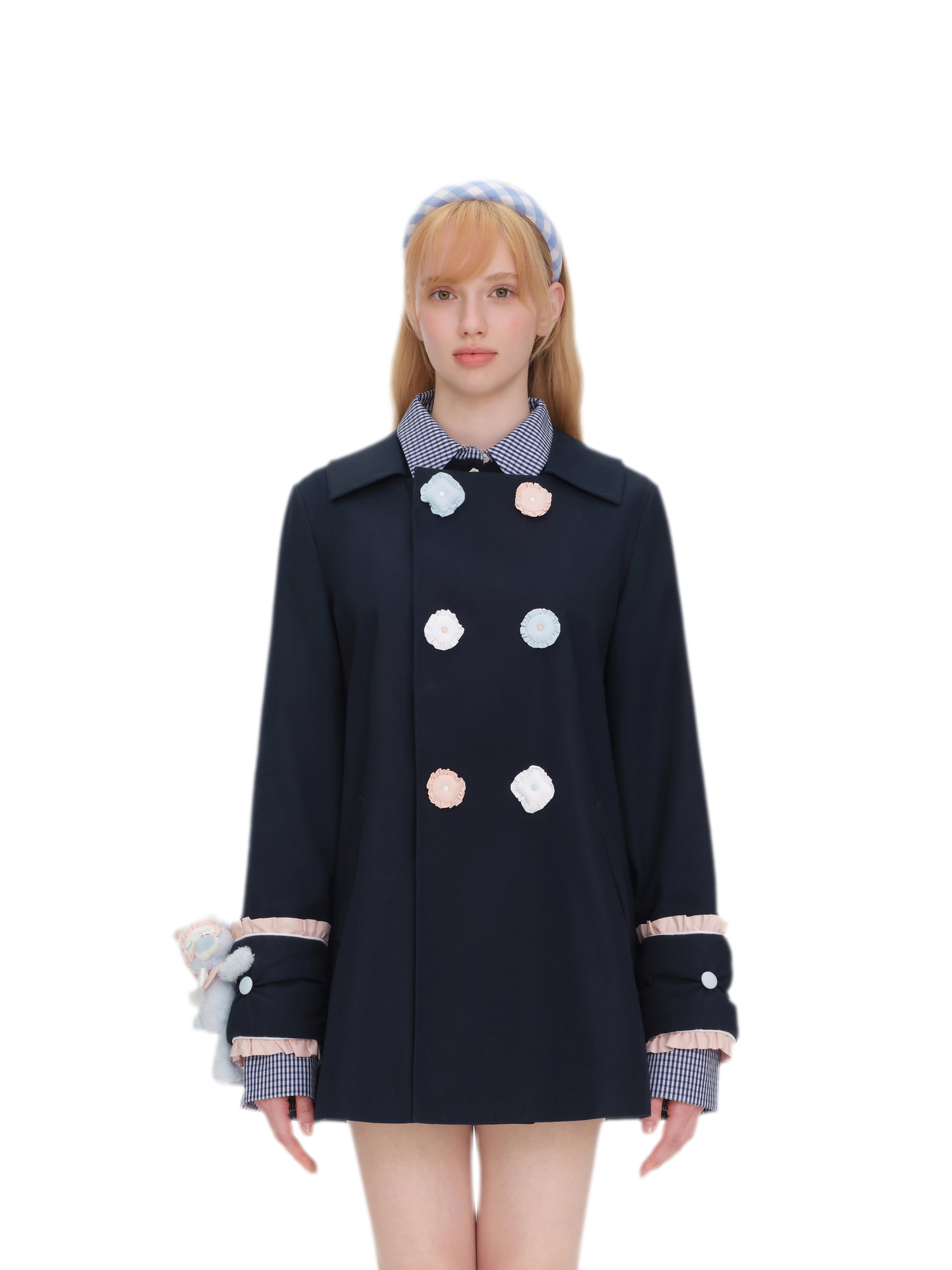 Textured Cotton Double-Breasted Trench Dress