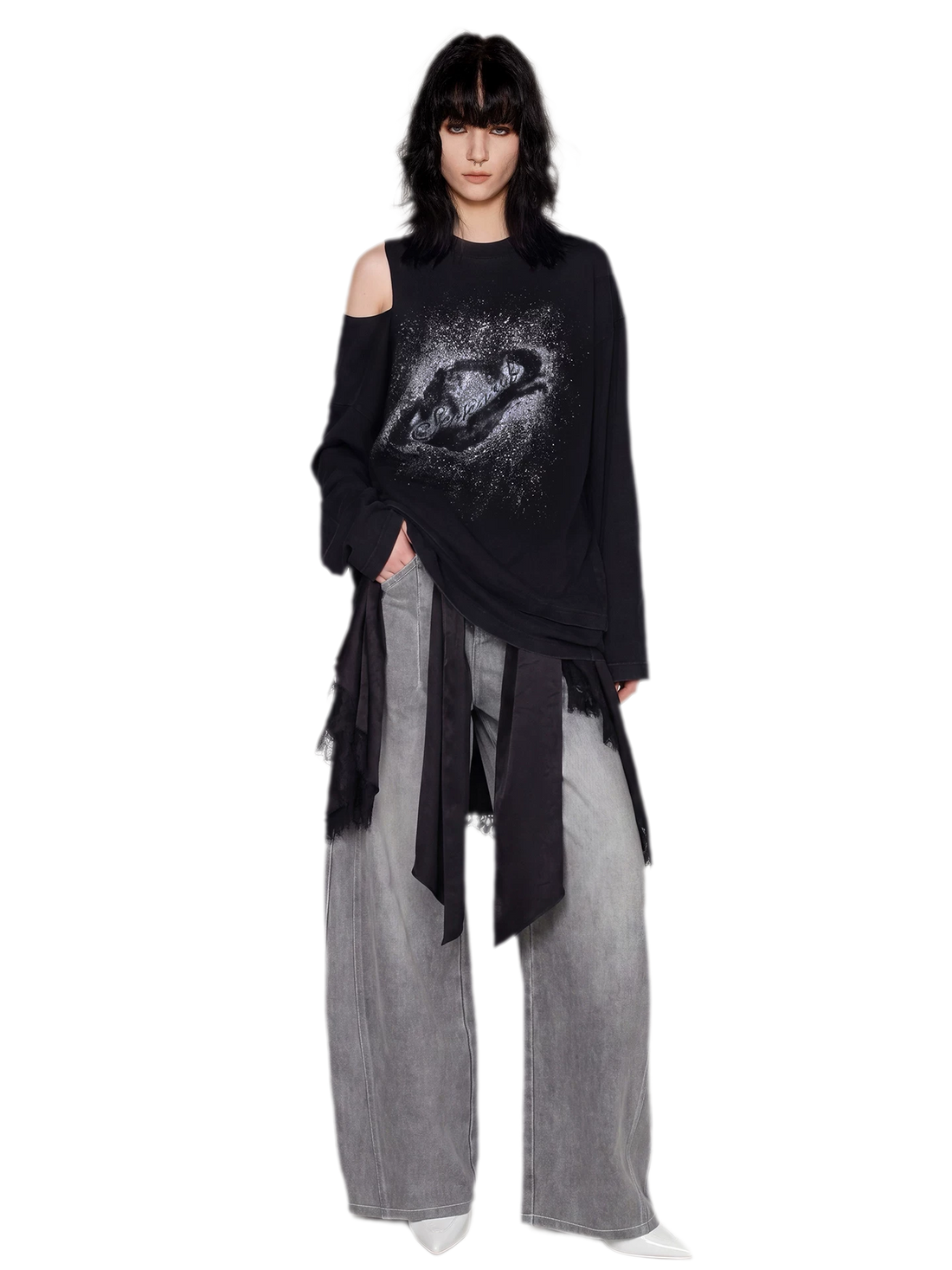 Wax-Dyed Cutout Graphic T-Shirt
