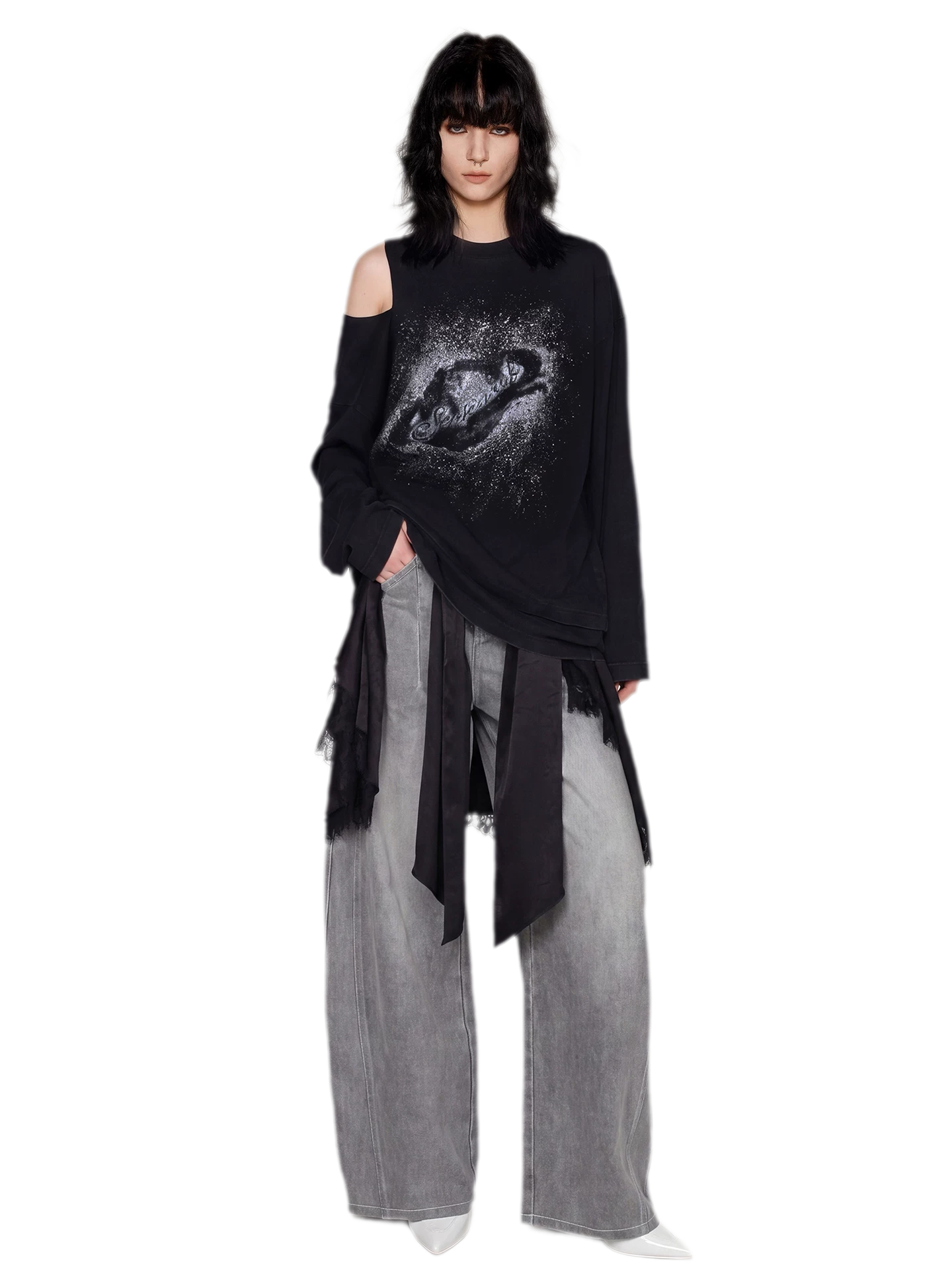 Wax-Dyed Cutout Graphic T-Shirt