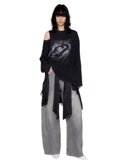 Wax-Dyed Cutout Graphic T-Shirt
