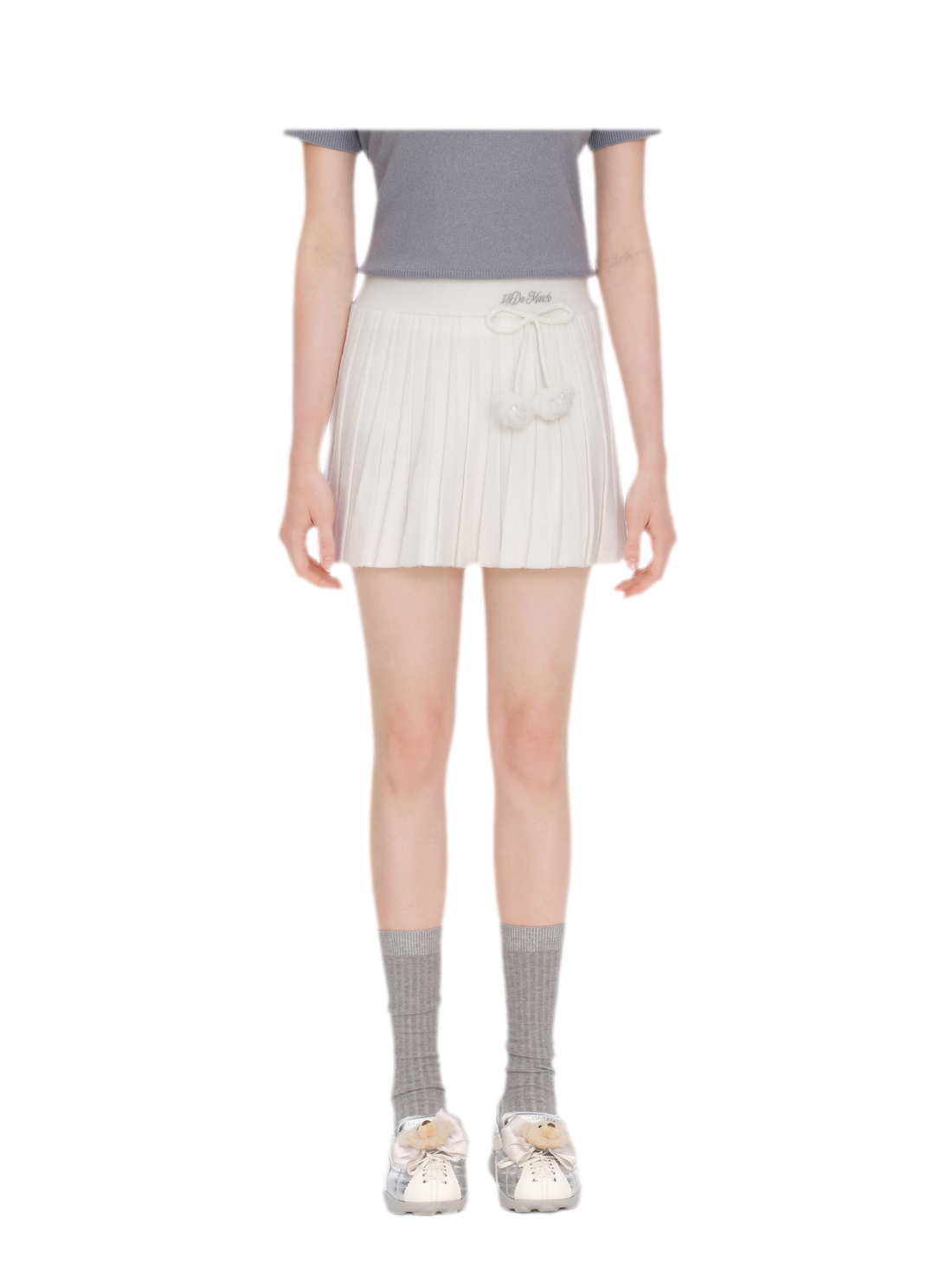 Pleated Knit Mini Skirt