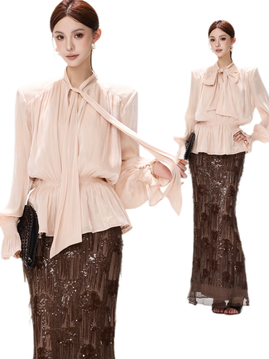 Pearlescent Tie Waist Blouse