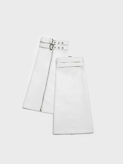 Heart Buckle Faux-Leather Skirt