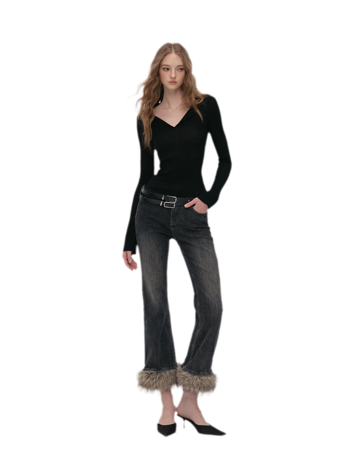 Wool Ribbed Polo Top