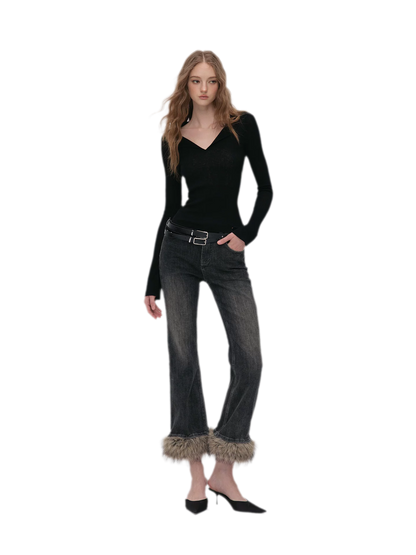 Wool Ribbed Polo Top