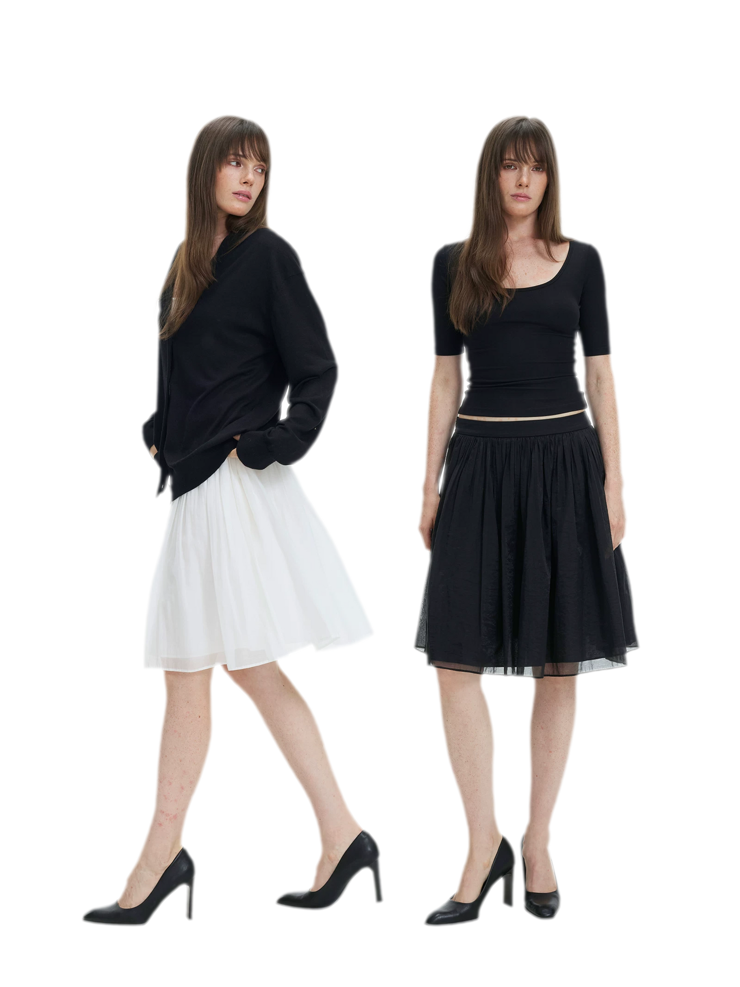 Pleated Chiffon Midi Skirt
