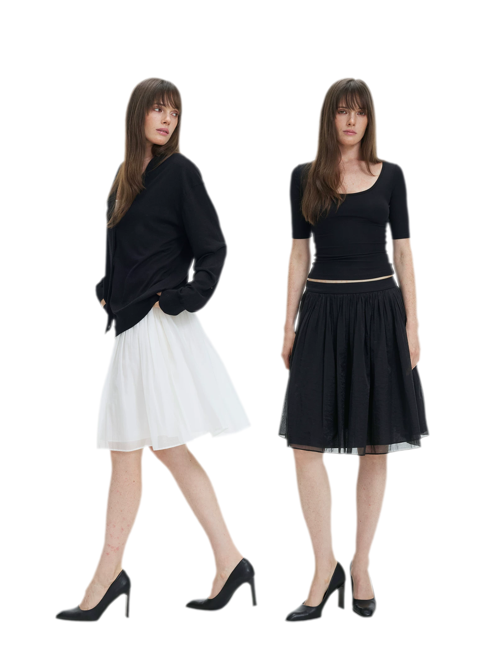 Pleated Chiffon Midi Skirt