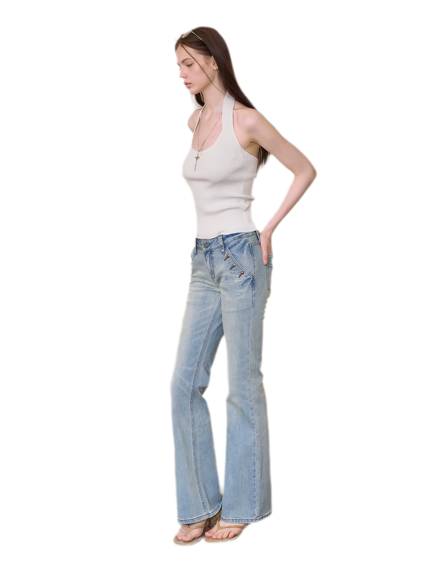 Vintage Low-Rise Flare Jeans
