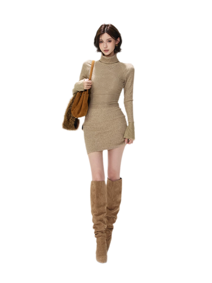 Lace Panel Ribbed Mini Dress