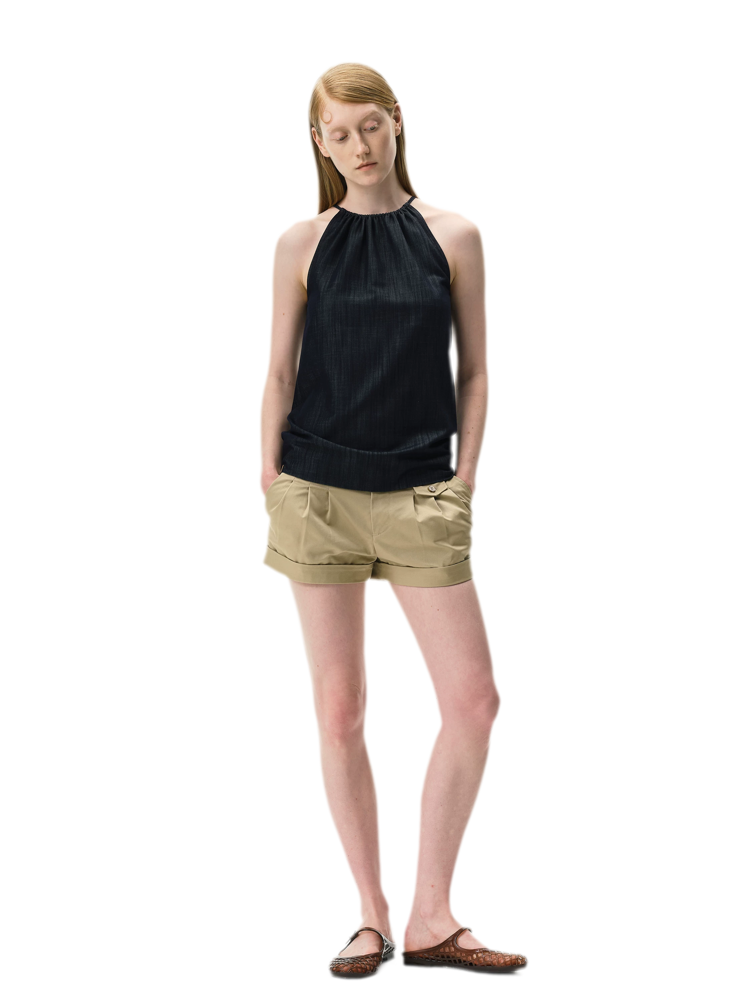 Pleated Twill Shorts