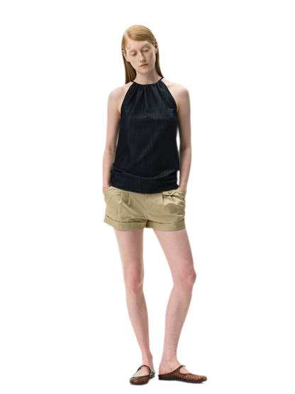 Pleated Twill Shorts